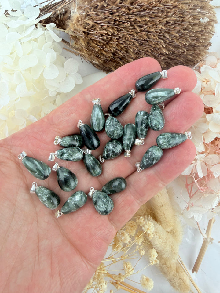 Seraphinite Teardrop Silver Pendant