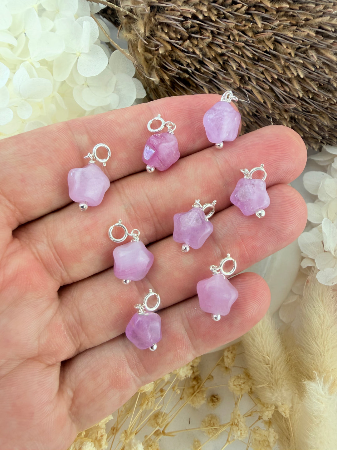 Kunzite Star Silver Pendant / Charm