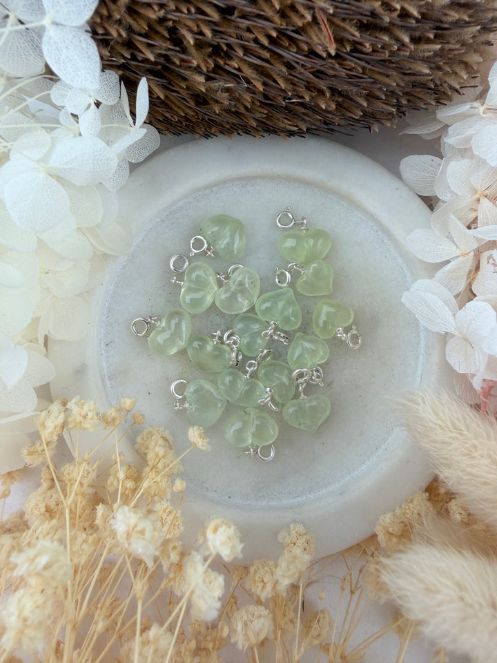 Prehnite Heart Silver Pendant / Charm