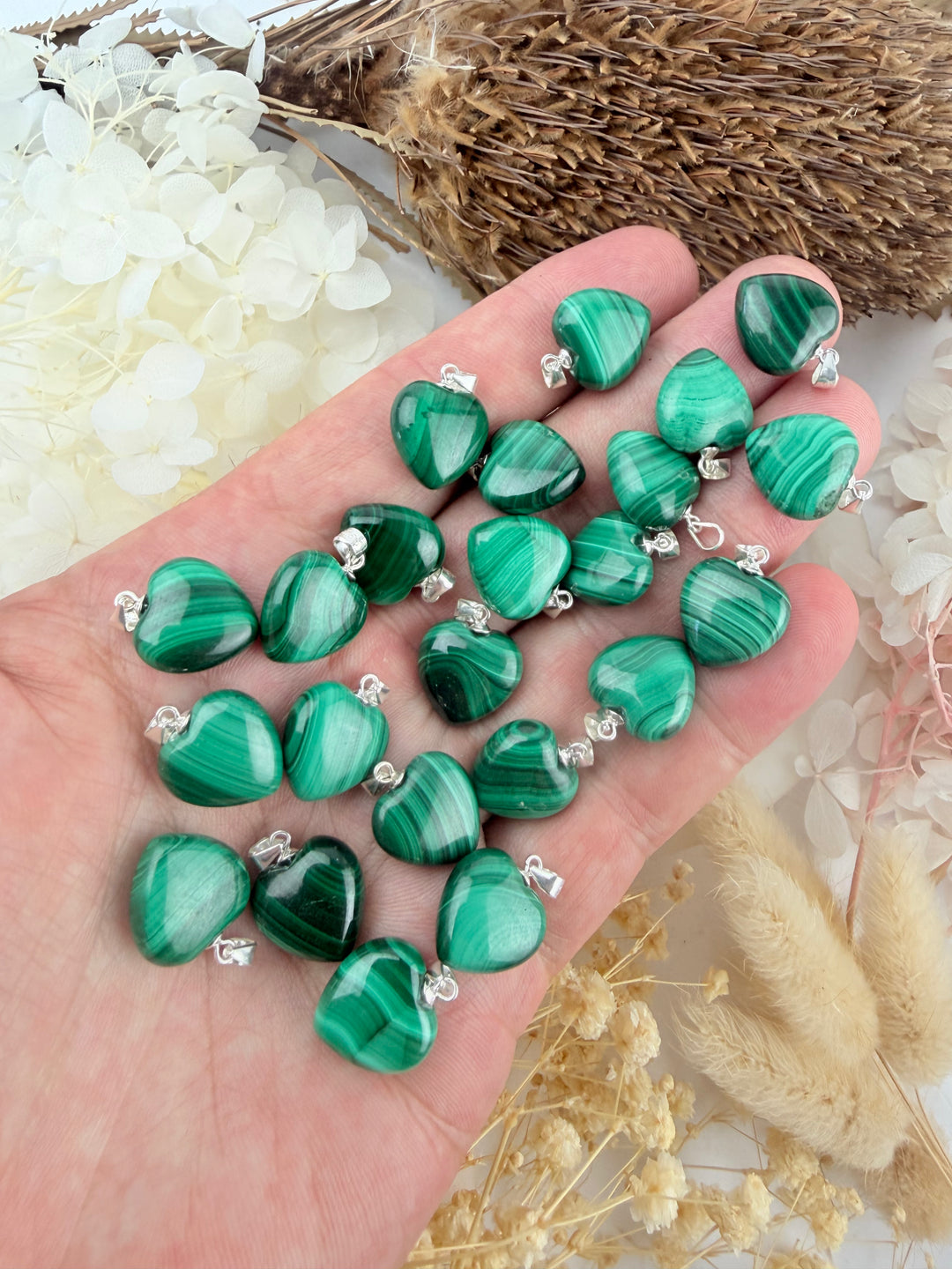 Malachite Heart Silver Pendant