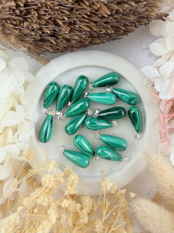 Malachite Teardrop Silver Pendant