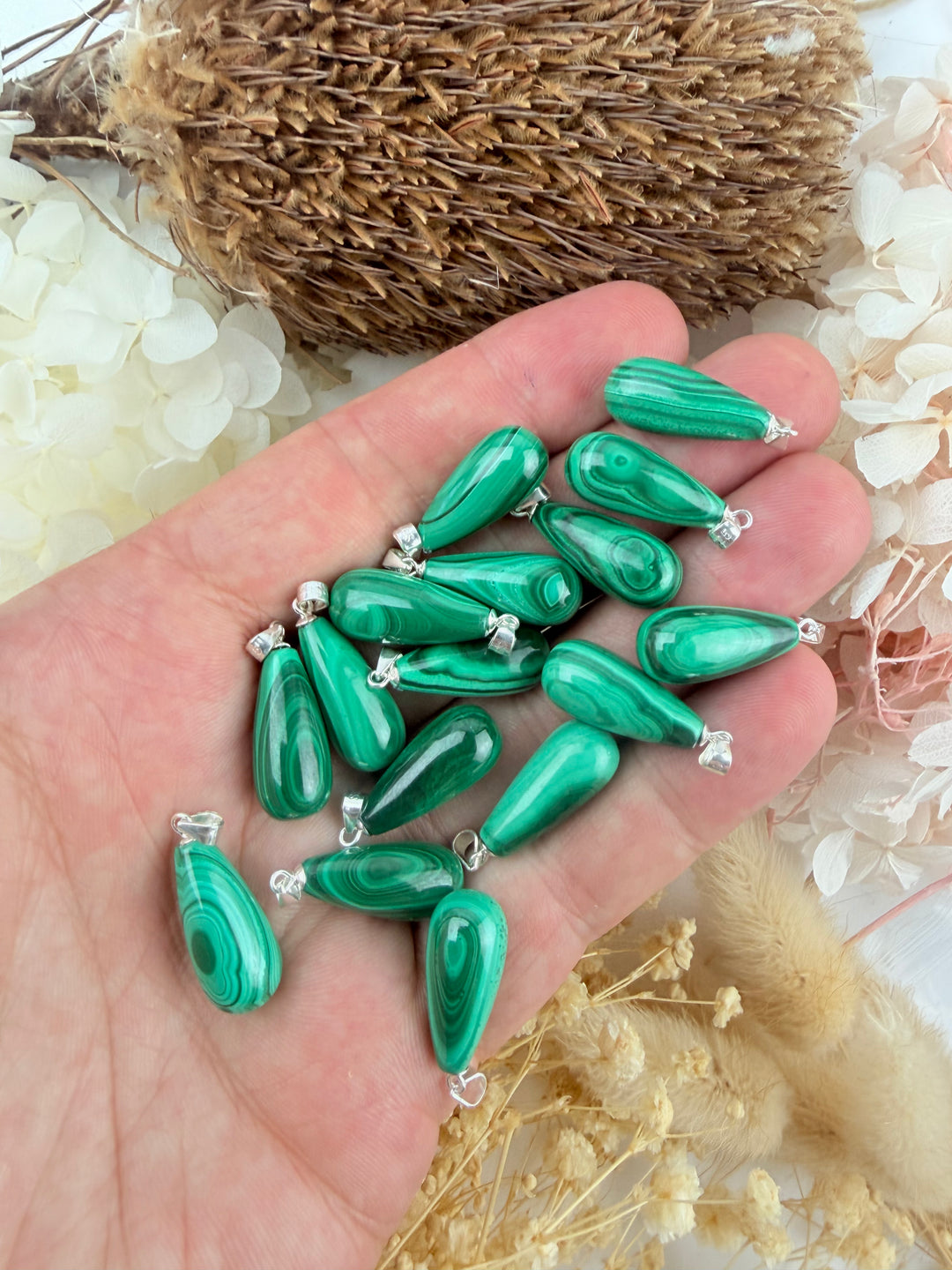 Malachite Teardrop Silver Pendant