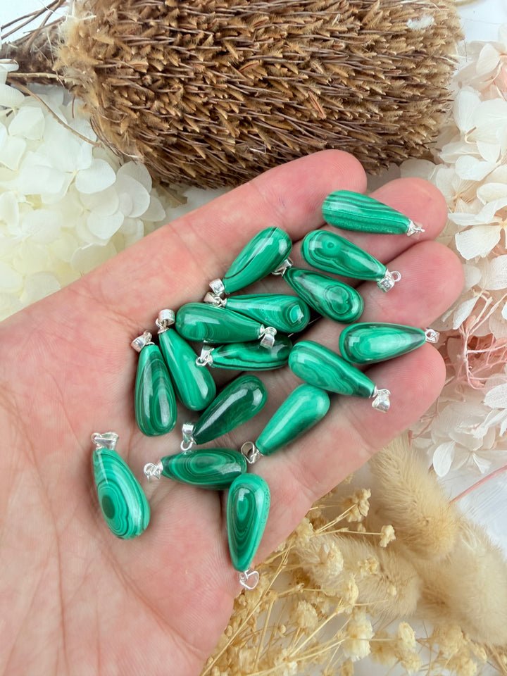 Malachite Teardrop Silver Pendant