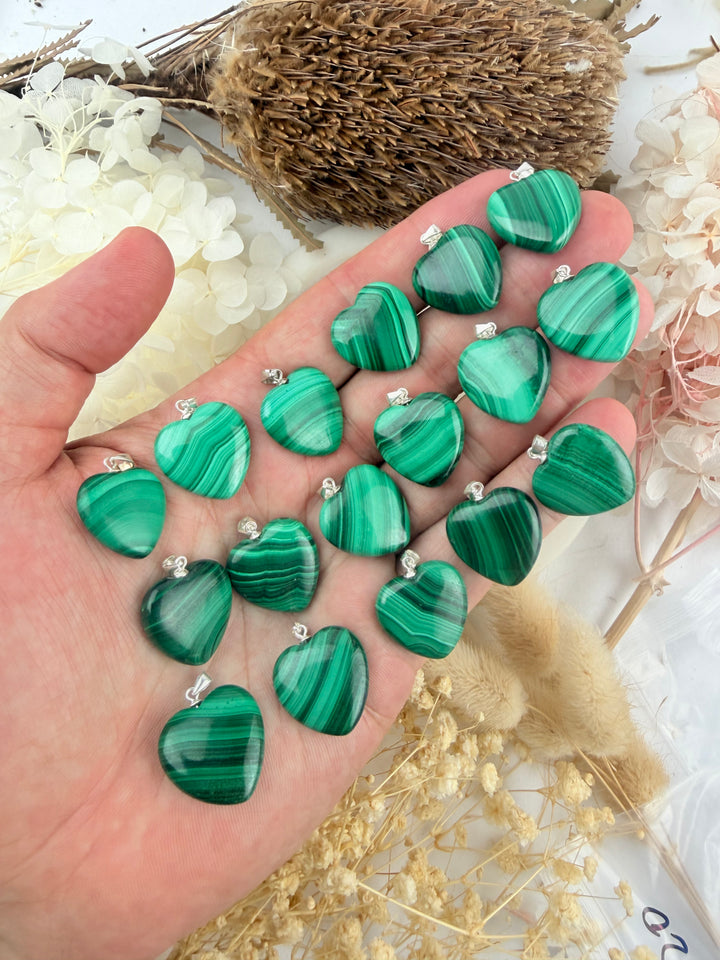 Malachite Heart Silver Pendant