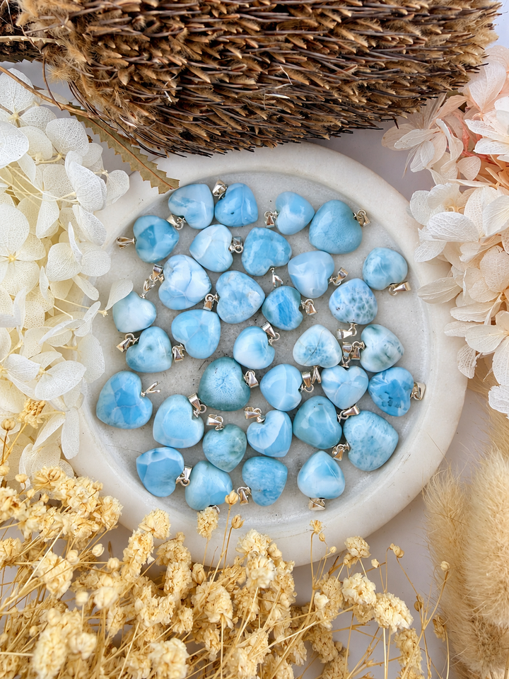 Larimar Heart Silver Pendant — Calm Waters