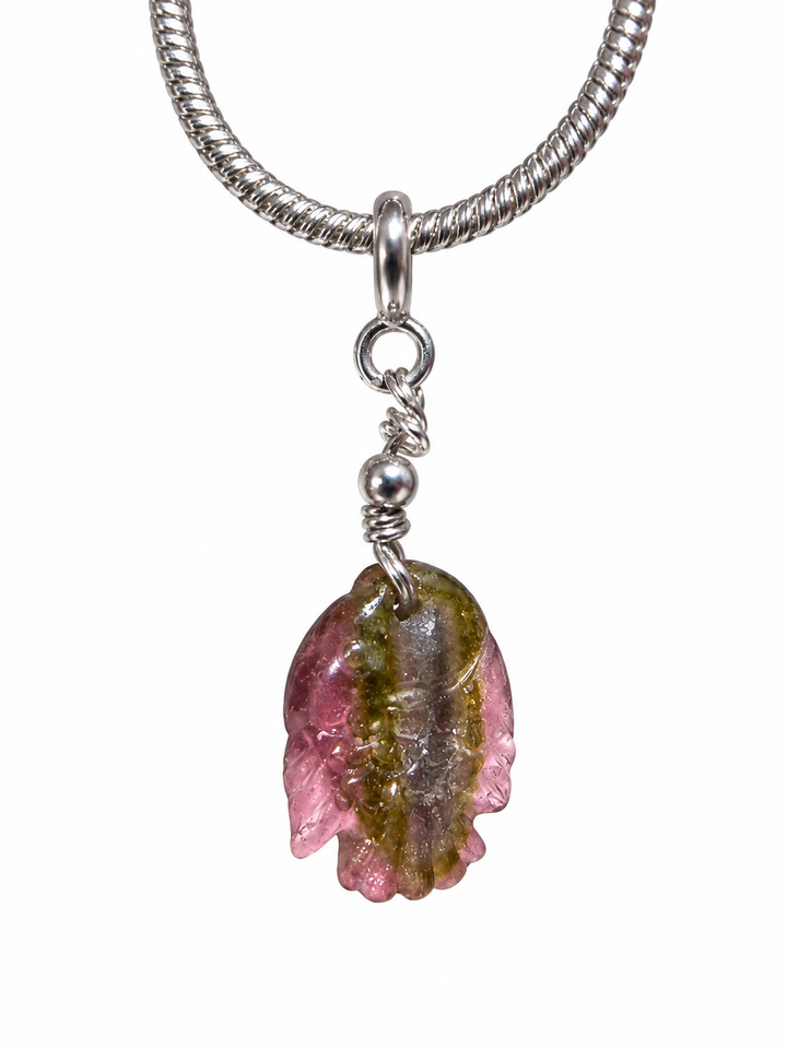 Watermelon Tourmaline Fish Silver Pendant/Charm — Flow & Flourish