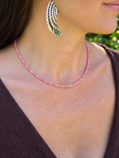 Pink opal faceted necklace
