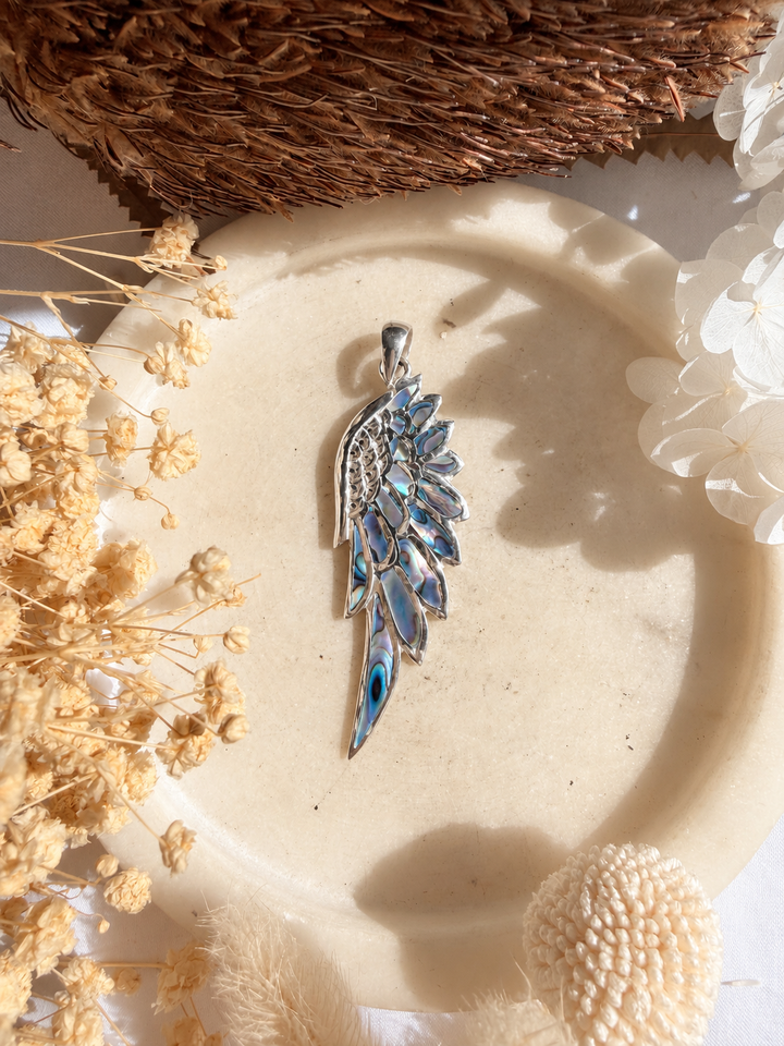 Silver Spirit Wing Pendant — Moon Edition