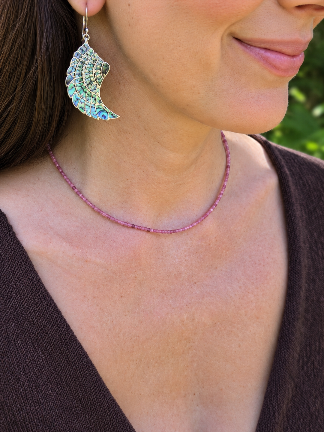 Pink tourmaline faceted necklace
