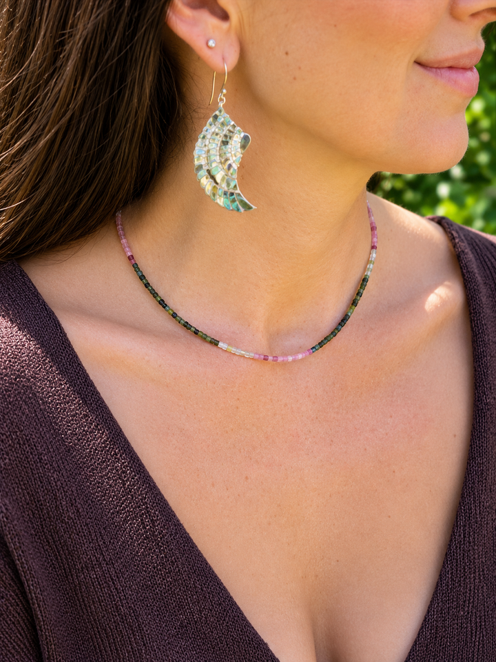 Watermelon Tourmaline Faceted Necklace - Tender & Whole