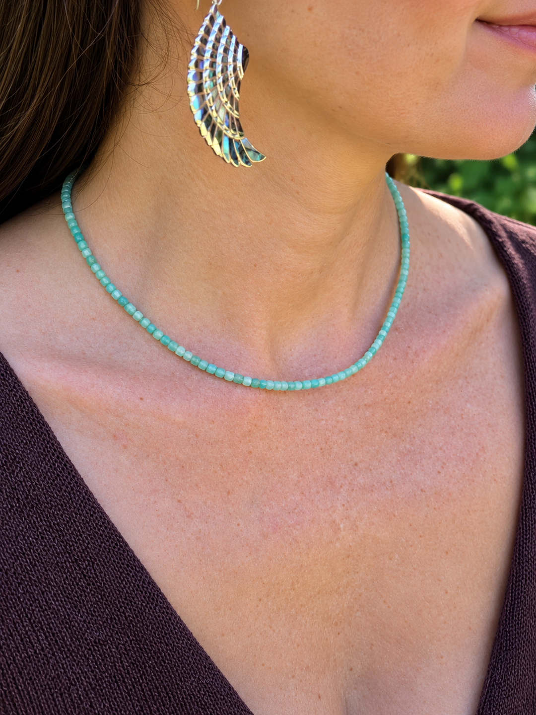 Amazonite Faceted Silver Necklace — Enough As You Are