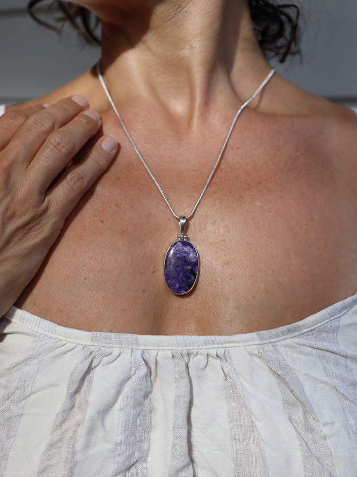 Charoite Silver Pendant