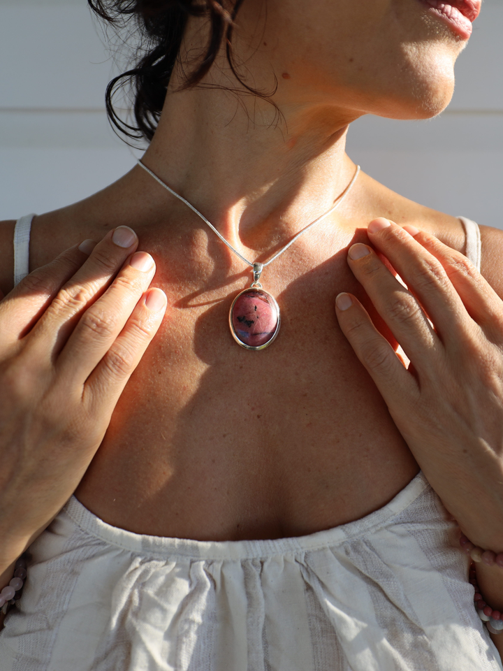 Rhodonite Silver Pendant