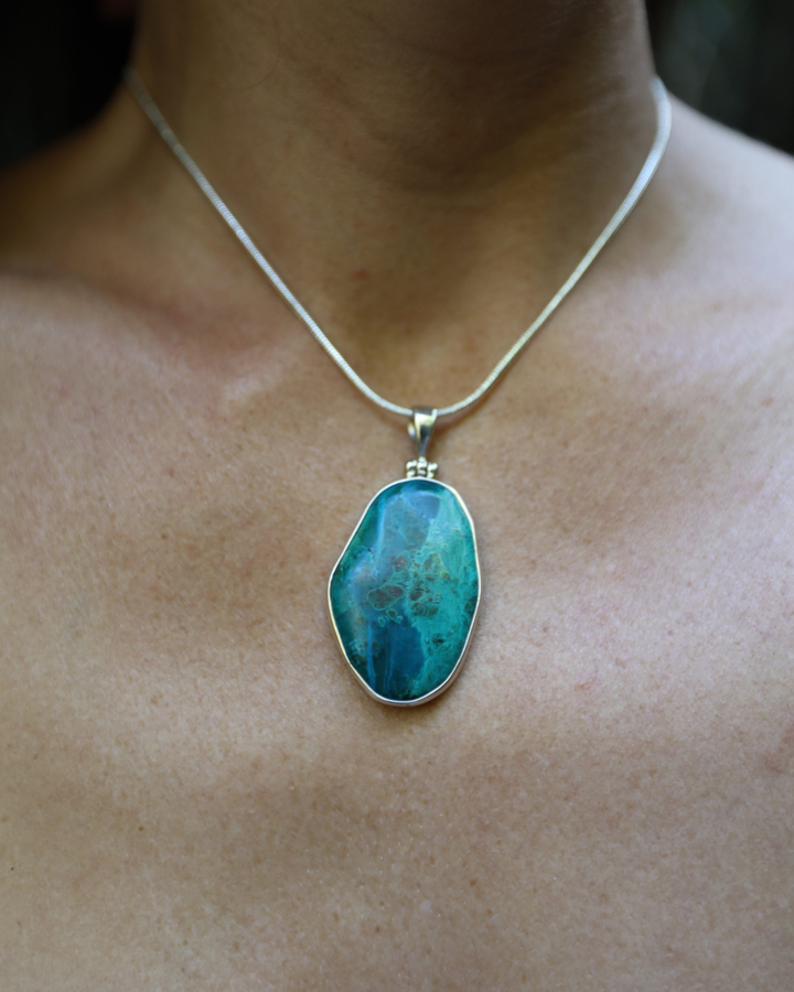 Chrysocolla Silver Pendant