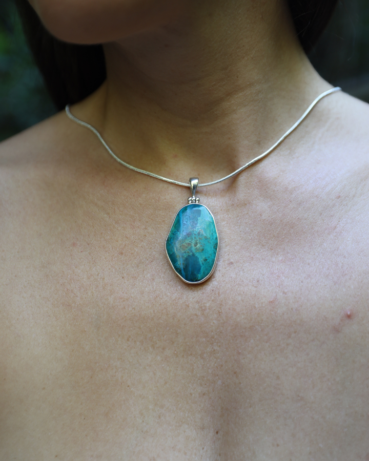 Chrysocolla Silver Pendant