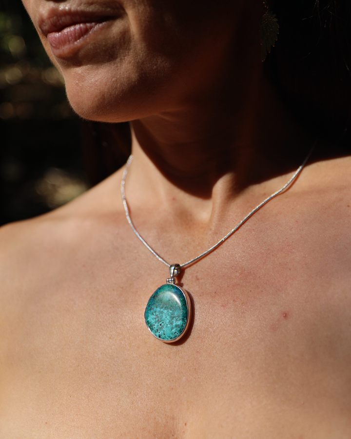 Chrysocolla Silver Pendant
