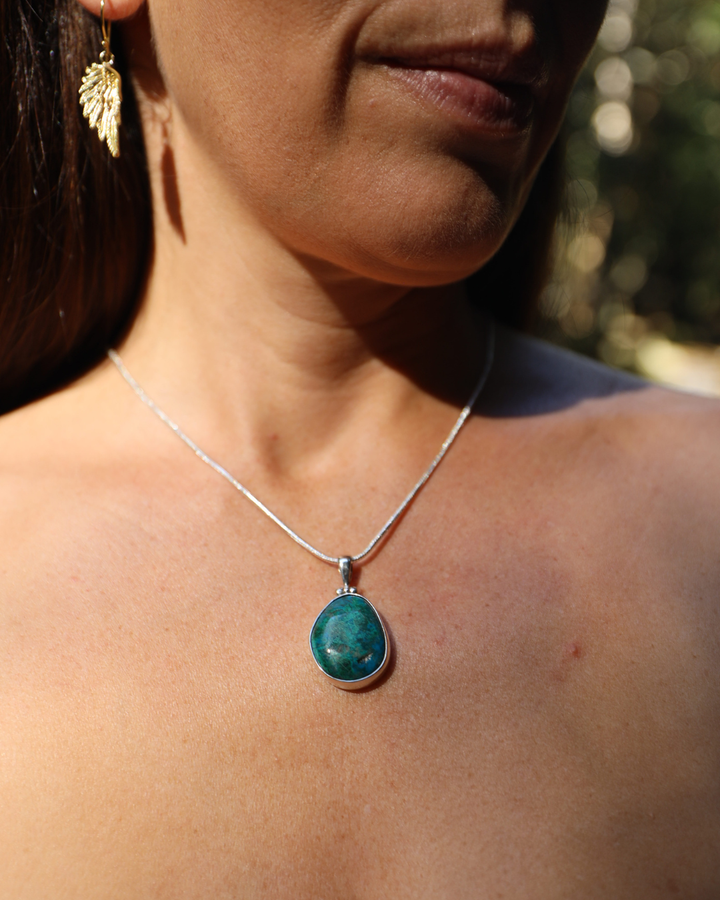 Chrysocolla Silver Pendant