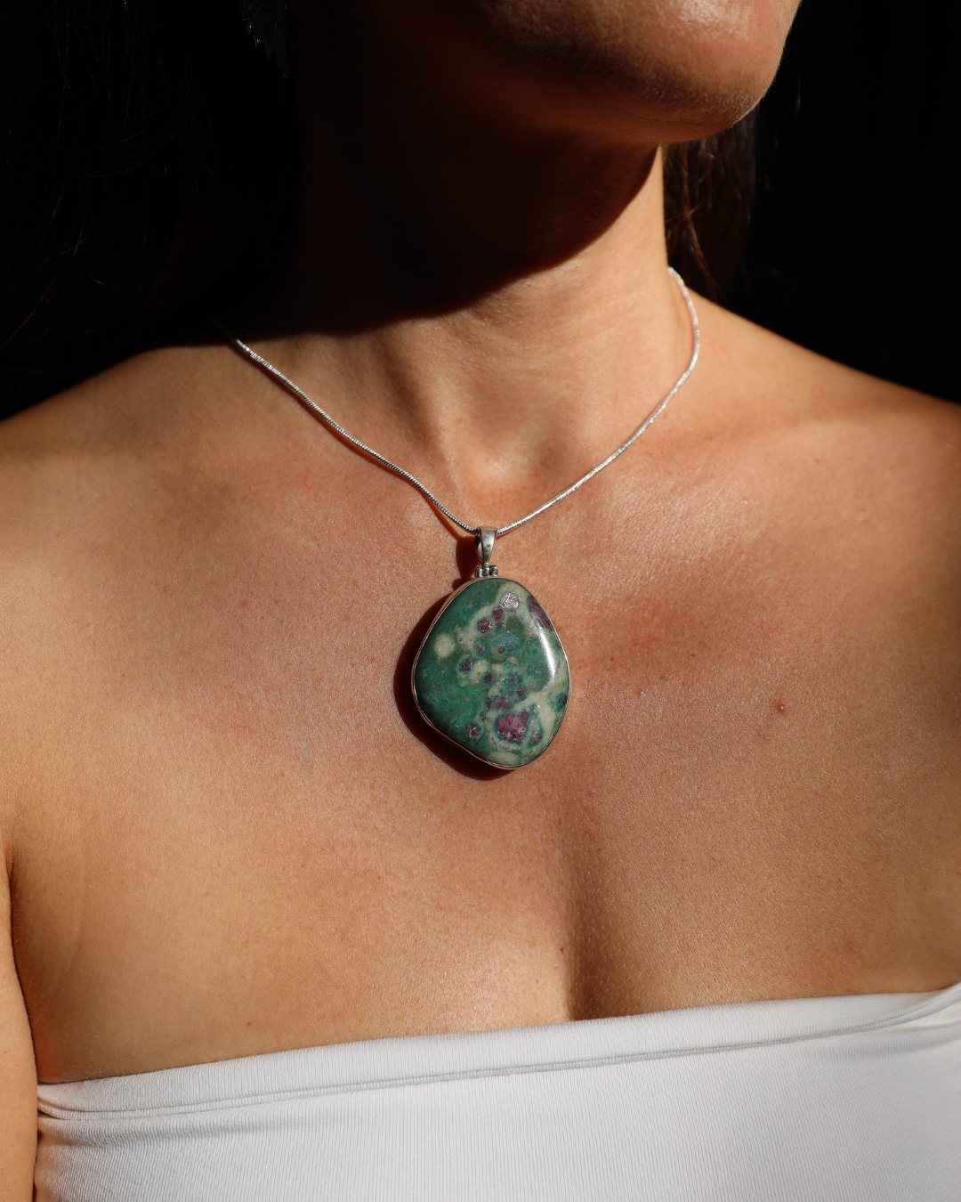 Ruby Fuchsite Silver Pendant