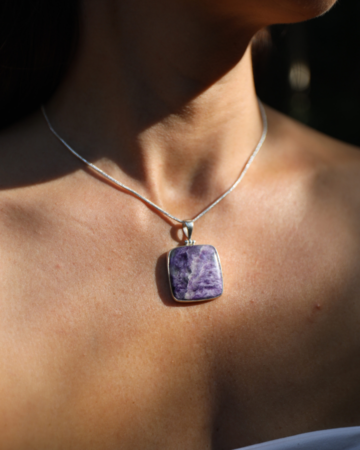Charoite Silver Pendant