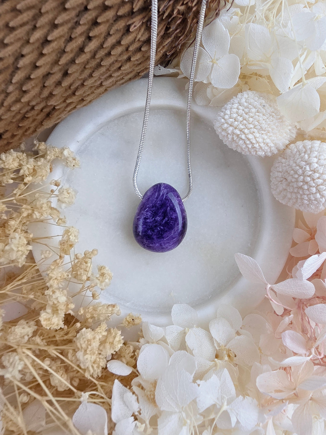 Charoite Tumbled Pendant — Begin Again