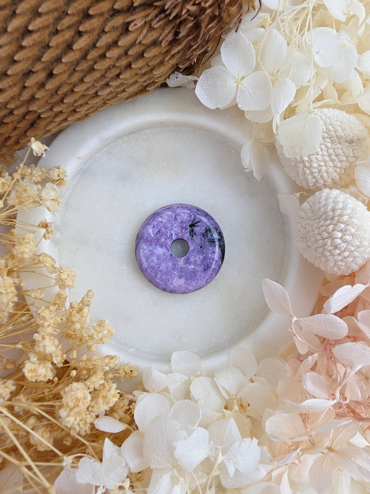 Charoite Circle Of Light Pendant — Begin Again