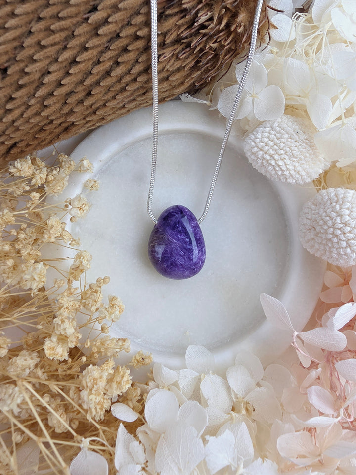 Charoite Tumbled Pendant — Begin Again