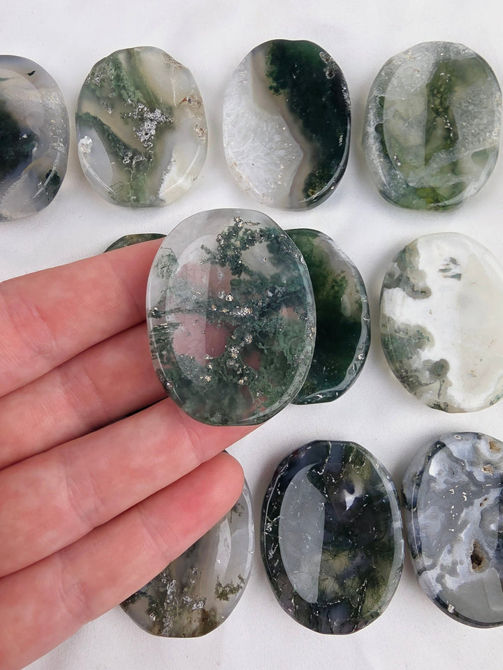 Moss Agate Worry Stone — Rooted Abundance