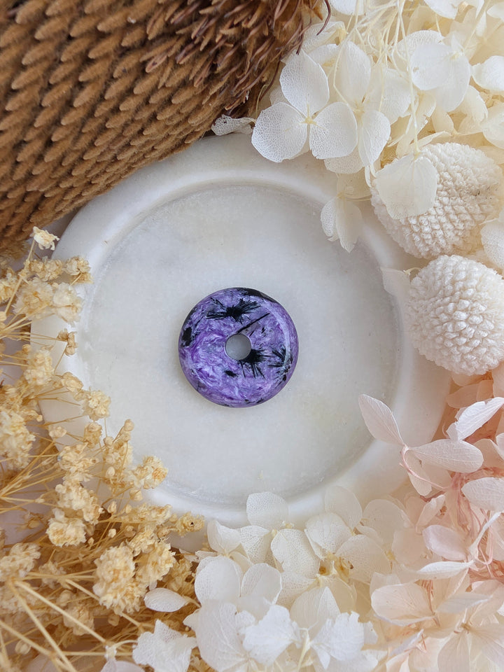 Charoite Circle Of Light Pendant — Begin Again