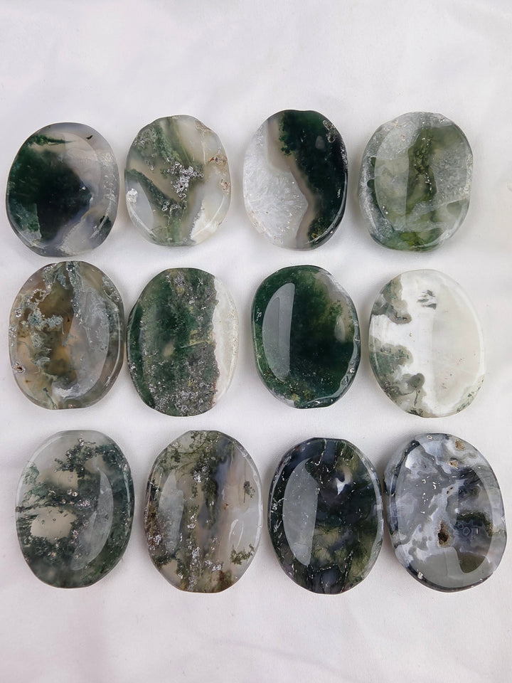 Moss Agate Worry Stone — Rooted Abundance