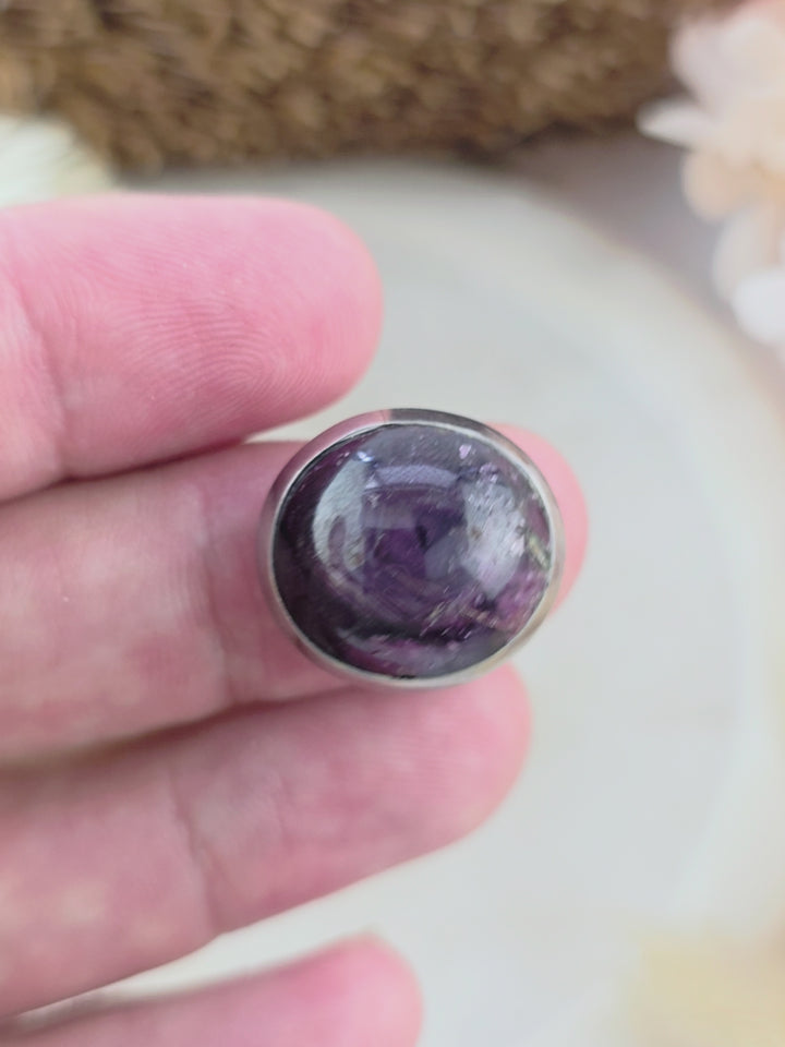 Star Ruby Silver Ring - Size 7