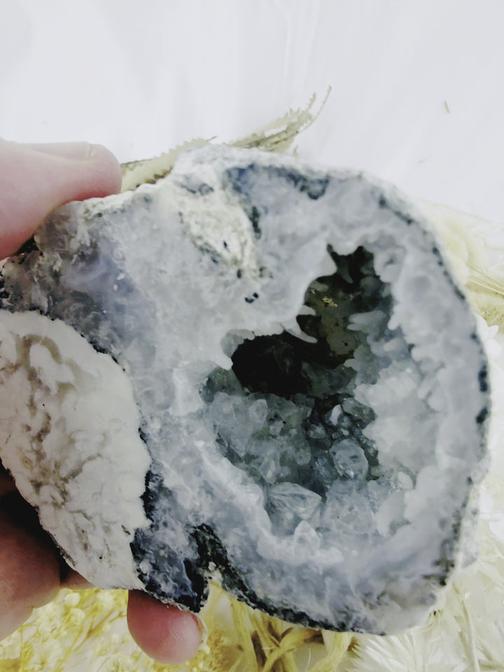 Druzy Agate with Calcite Geode