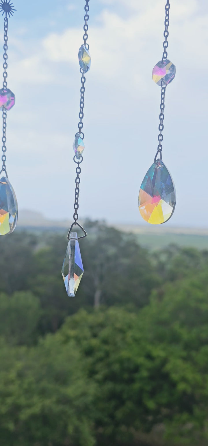 Clear Quartz Moon Sun Catcher