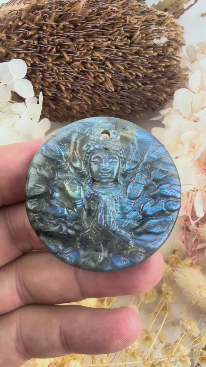 Labradorite Kwan Yin Pendant