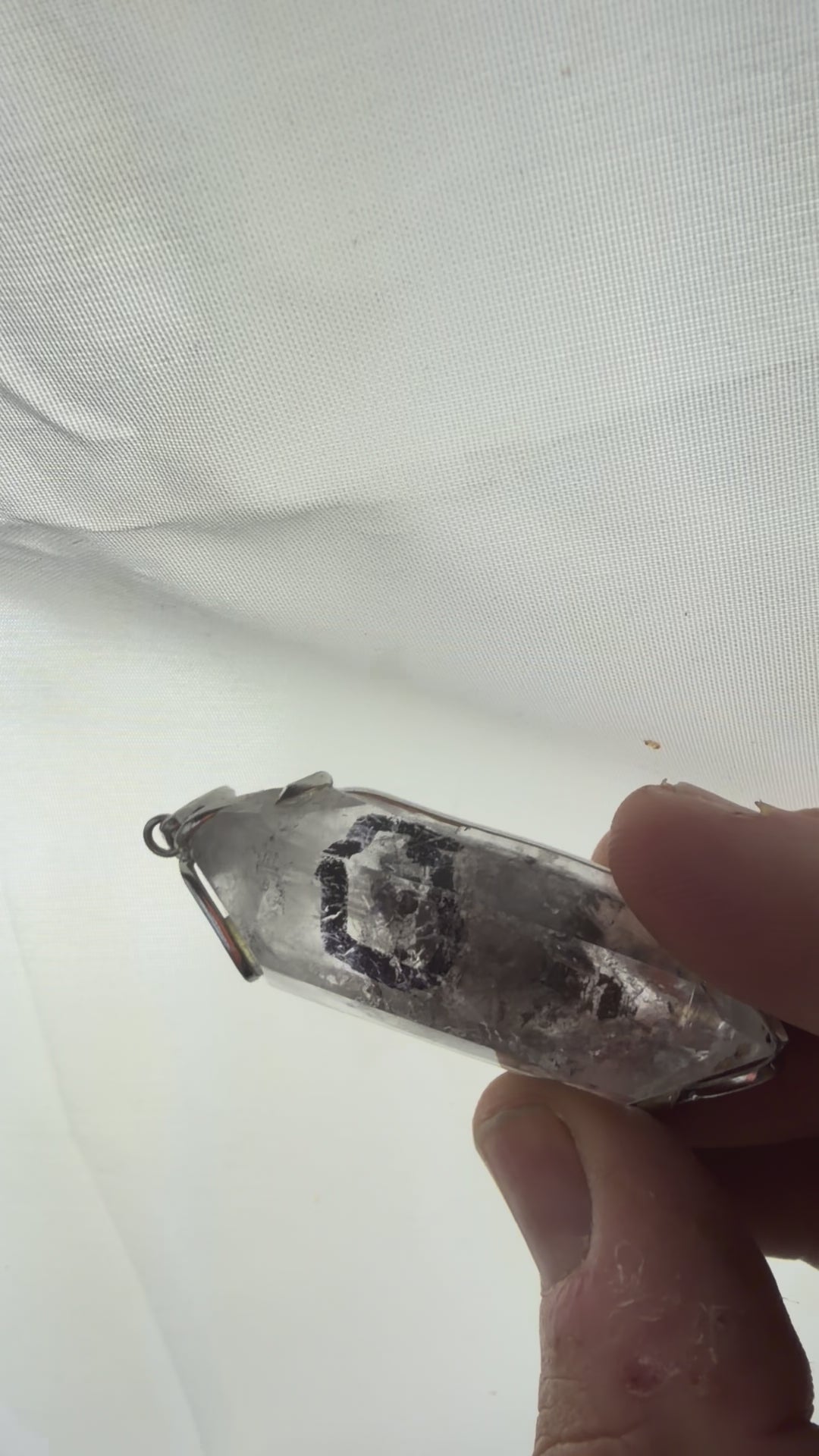 Clear Quartz with Enhydro Moving Bubble Double Terminator Pendant