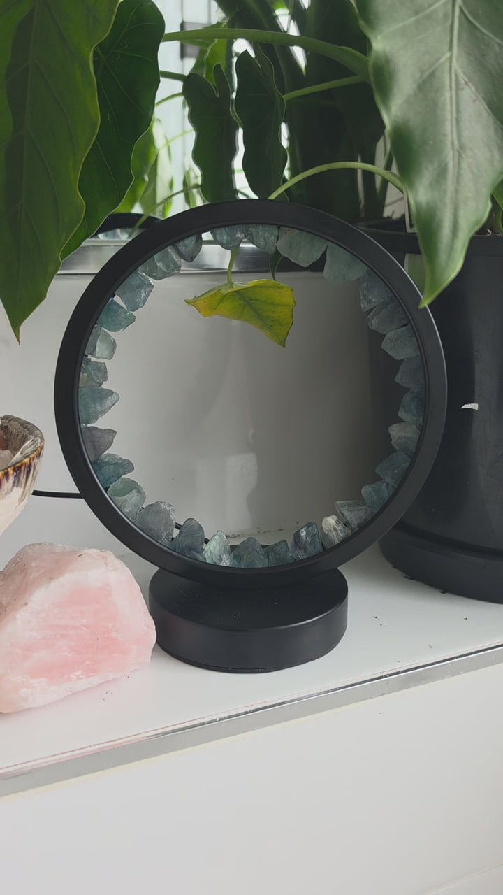 Blue Green Fluorite Halo Lamp