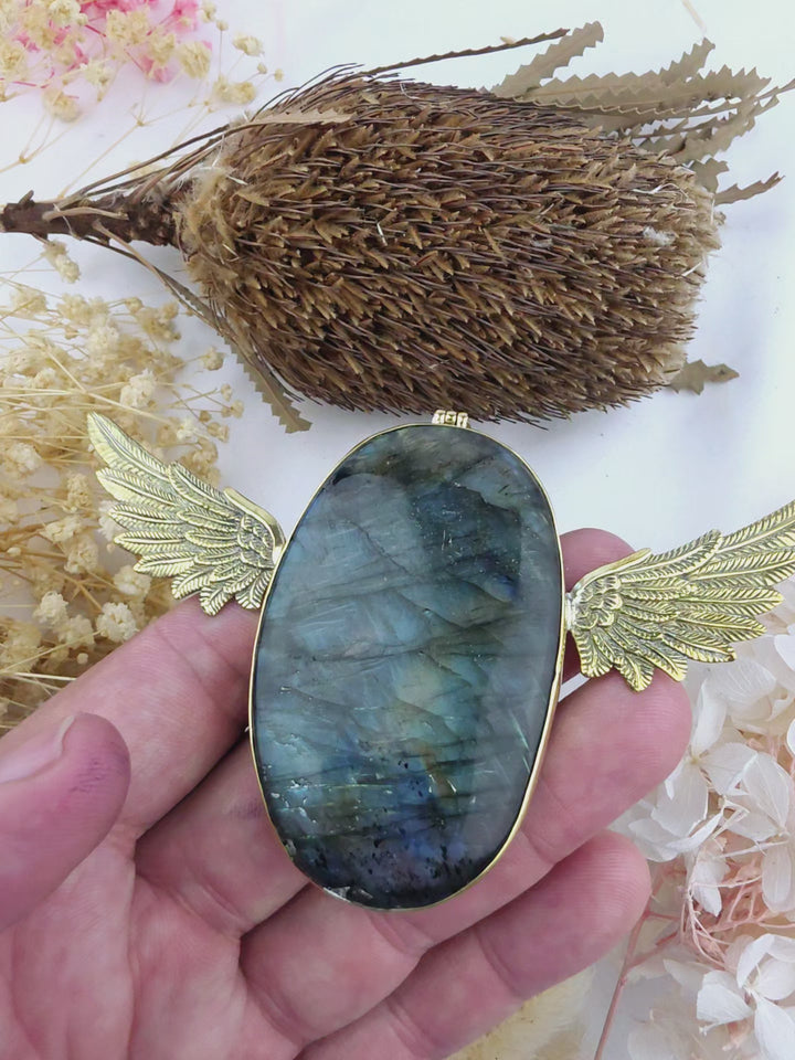 Labradorite Queen Anahata Brass Pendant