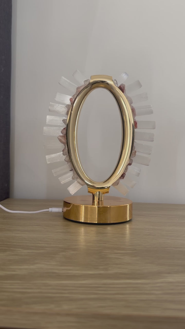 Selenite & Hematoid Quartz Aphrodite Lamp