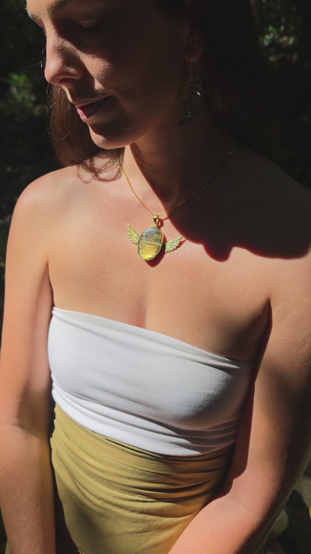 Labradorite Anahata Brass Pendant