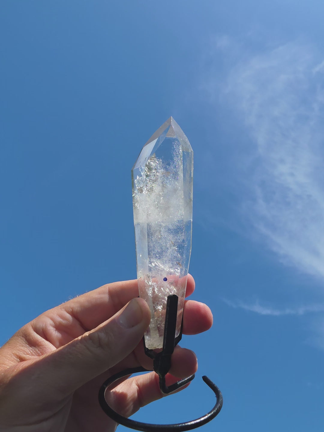 Lemurian Seed Laser Quartz with Metal Stand - Ancient Wisdom
