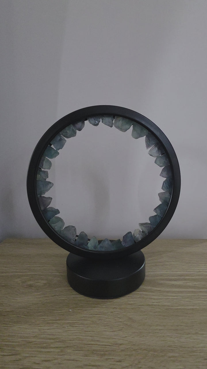 Blue Green Fluorite Halo Lamp