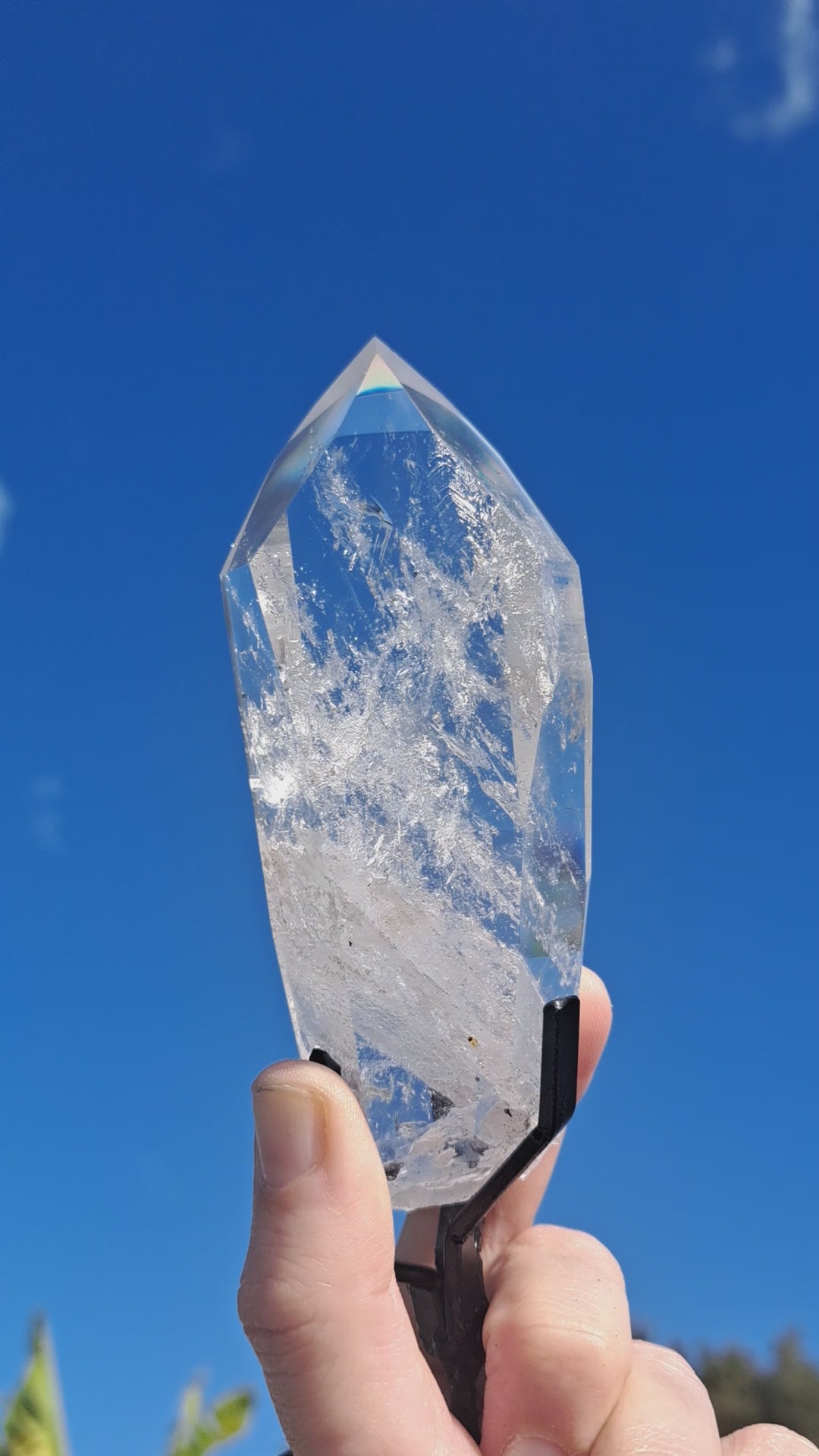 Lemurian Seed Laser Quartz In Metal Stand