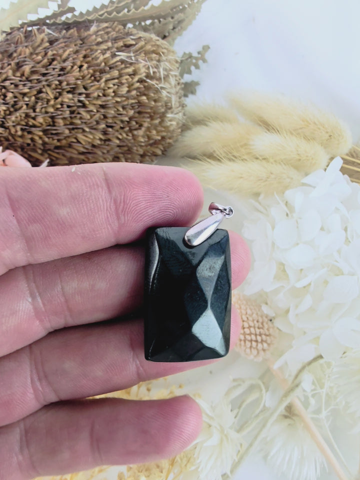 Shungite Faceted Pendant