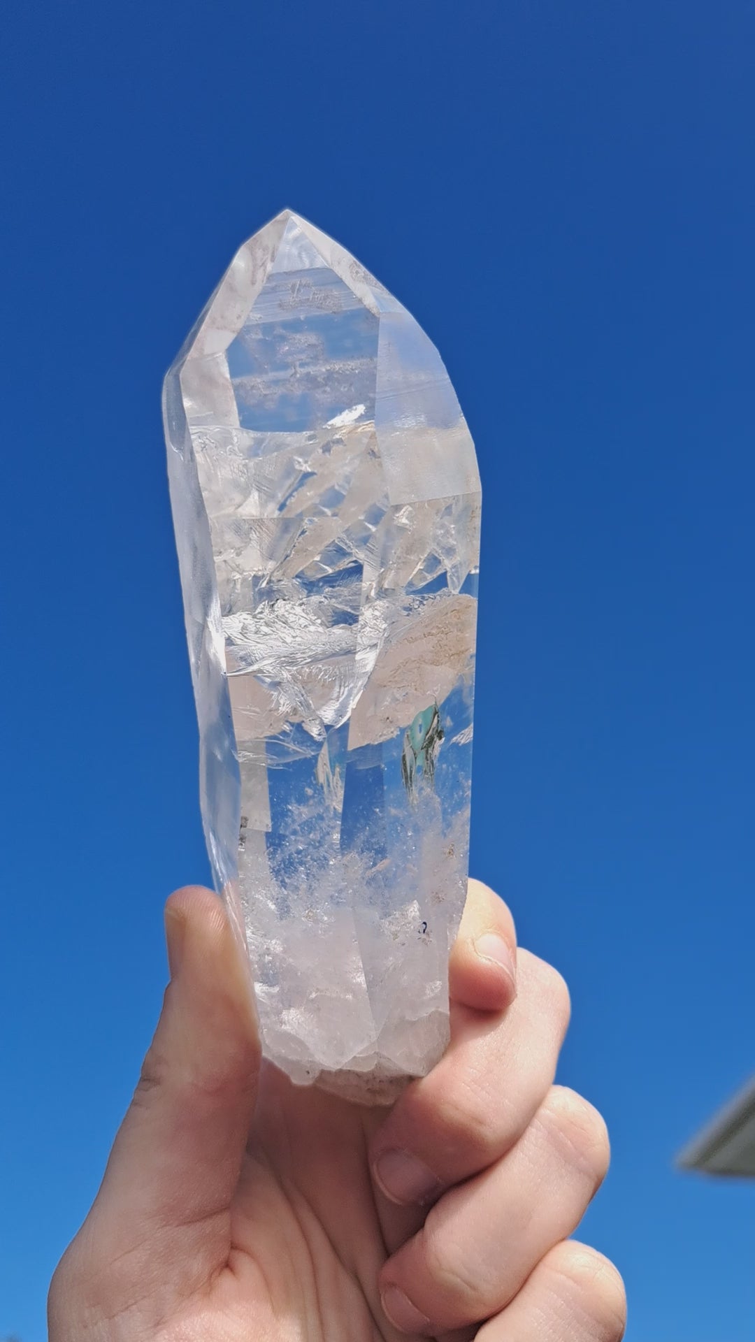 Lemurian Seed Laser Quartz In Metal Stand