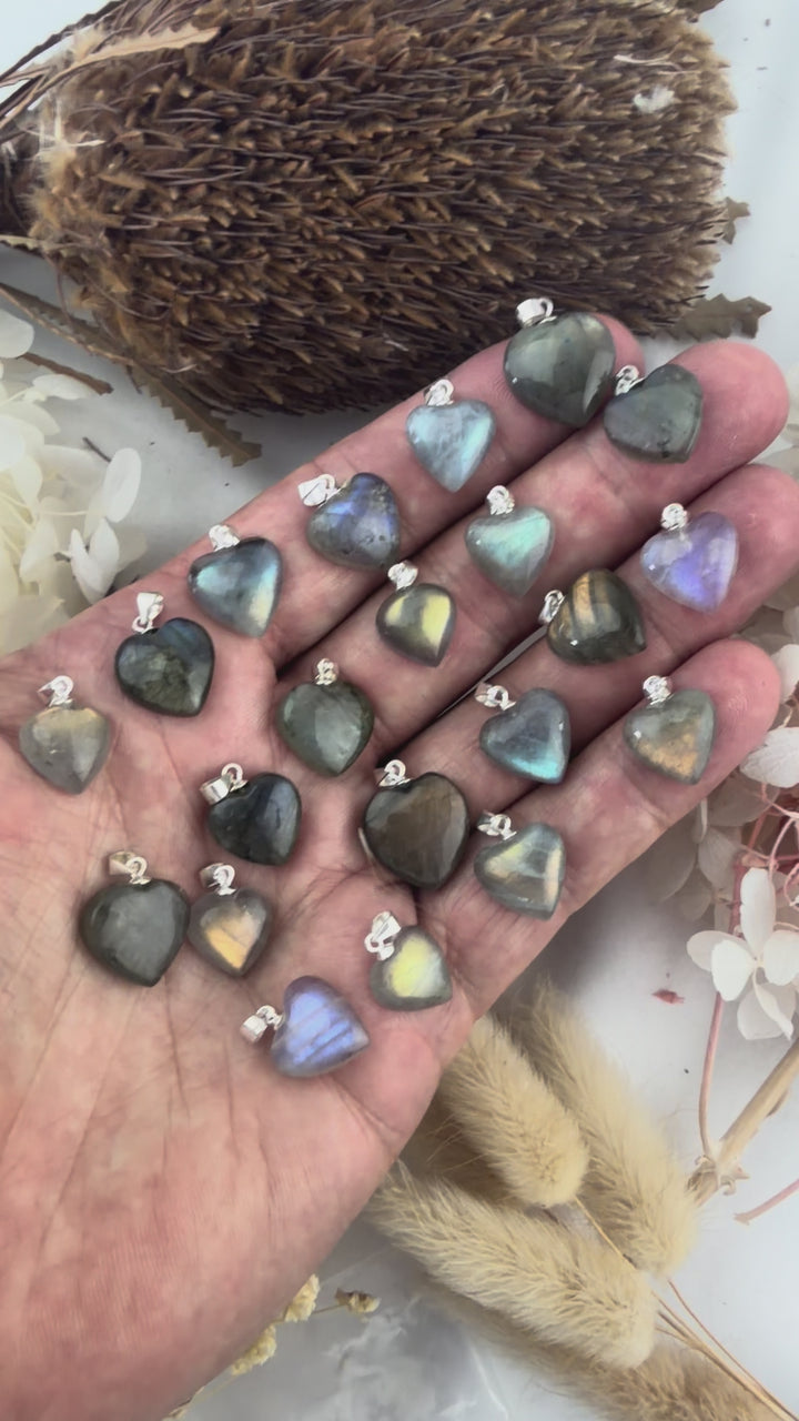 Labradorite Heart Silver Pendant