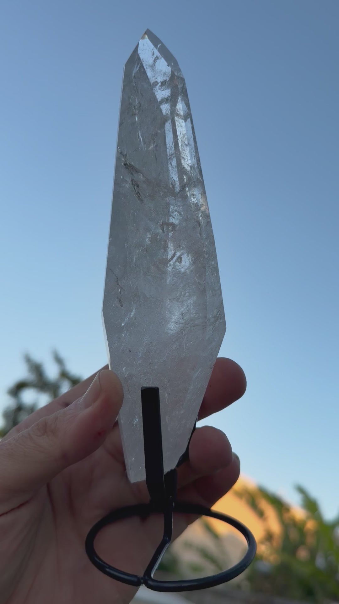 Lemurian Seed Laser Quartz In Metal Stand