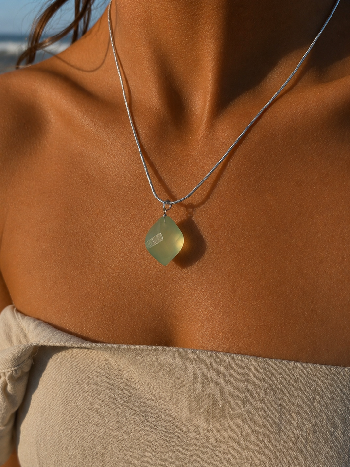 Jade Tear Drop Silver Pendant