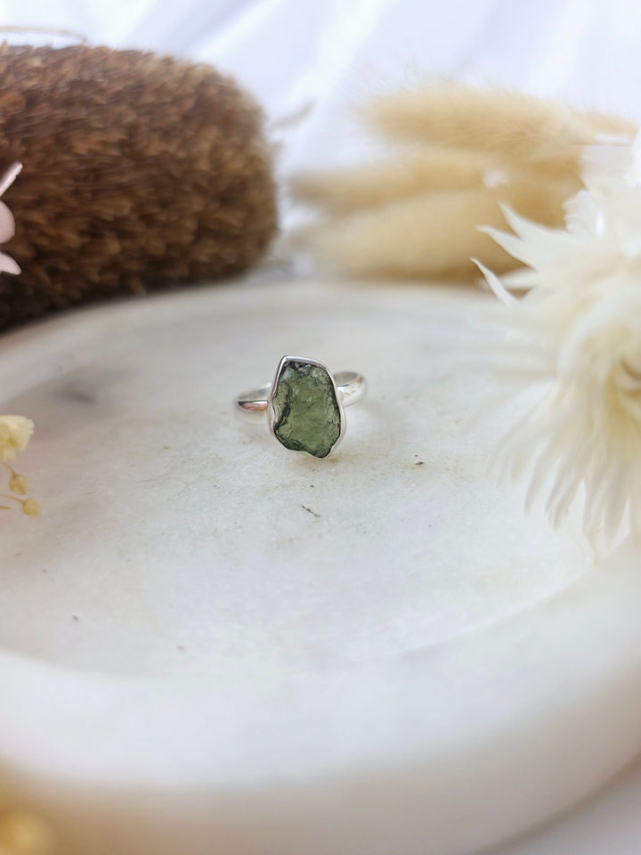 Moldavite Silver Ring