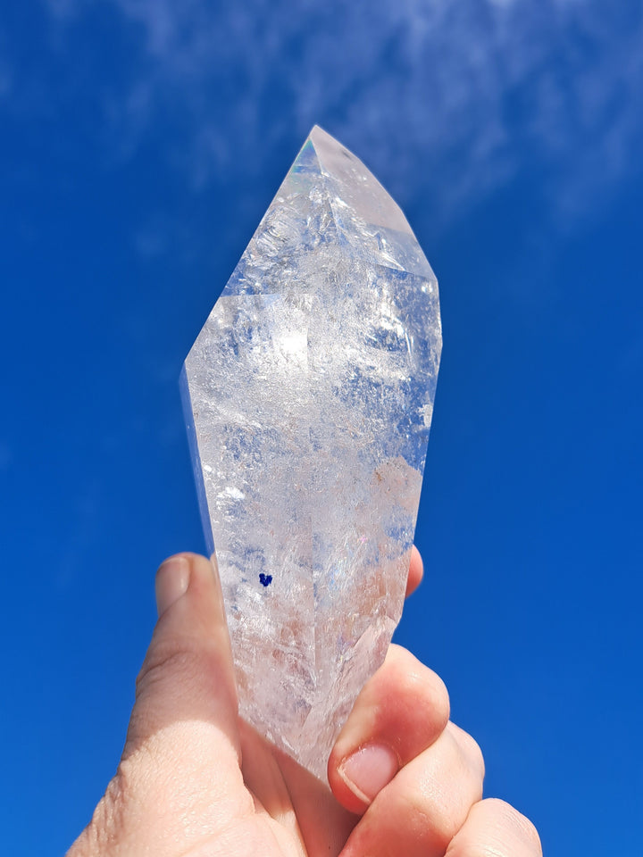 Lemurian Seed Laser Quartz In Metal Stand