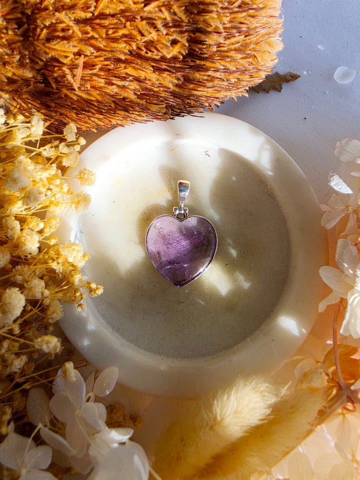 Amethyst Heart Silver Pendant
