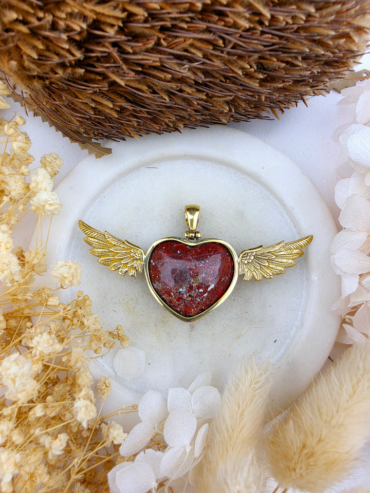 Red Jasper Anahata Brass Pendant